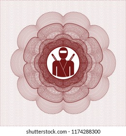 Red passport money rossete with ninja icon inside