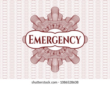 Red passport money rossete with text Emergency inside
