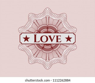 Red passport money rossete with text Love inside
