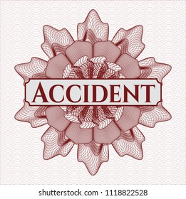Red passport money rossete with text Accident inside