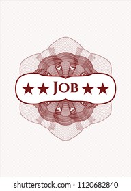 Red passport money rossete with text Job inside