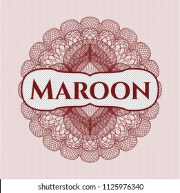 Red passport money rossete with text Maroon inside