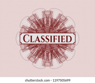 Red passport money rossete with text Classified inside