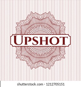 Red passport money rossete with text Upshot inside