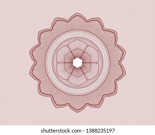 Red passport money style rosette. Vector Illustration. Detailed.