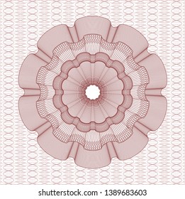 Red passport money style rosette. Vector Illustration. Detailed.