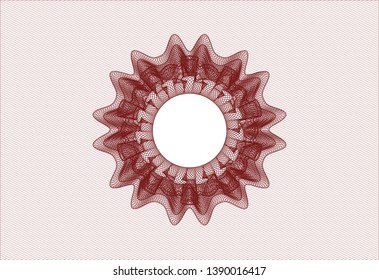 Red passport money style rosette. Vector Illustration. Detailed.
