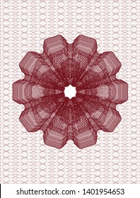 Red passport money style rosette. Vector Illustration. Detailed.