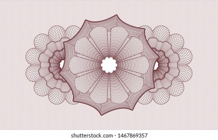Red passport money style rosette. Vector Illustration. Detailed.