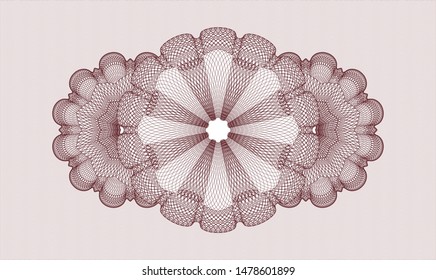 Red passport money style rosette. Vector Illustration. Detailed.