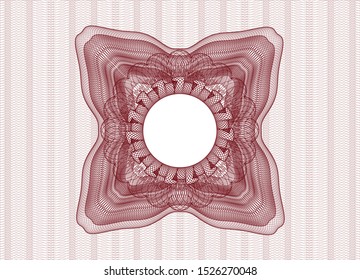 Red passport money style rosette. Vector Illustration. Detailed.