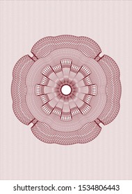 Red passport money style rosette. Vector Illustration. Detailed.