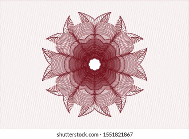 Red passport money style rosette. Vector Illustration. Detailed.