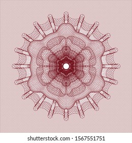 Red passport money style rosette. Vector Illustration. Detailed.