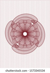 Red passport money style rosette. Vector Illustration. Detailed.