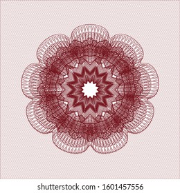 Red passport money style rosette. Vector Illustration. Detailed.