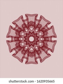 Red passport money style rosette. Vector Illustration. Detailed.