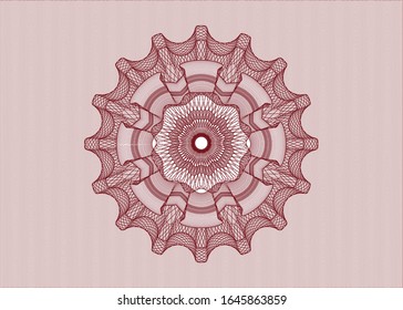 Red passport money style rosette. Vector Illustration. Detailed.