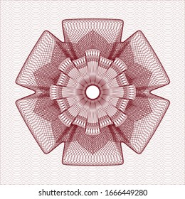 Red passport money style rosette. Vector Illustration. Detailed.