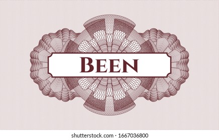 Red passport money style rosette with text Been inside