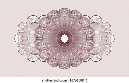 Red passport money style rosette. Vector Illustration. Detailed.