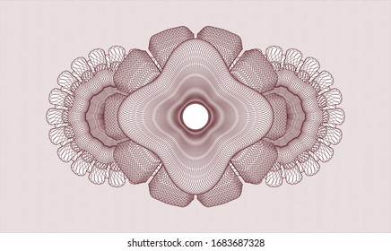 Red passport money style rosette. Vector Illustration. Detailed.