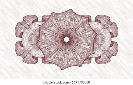 Red passport money style rosette. Vector Illustration. Detailed.