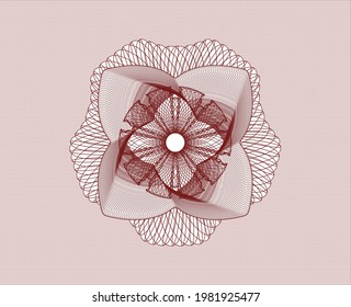 Red passport money style rosette. Vector Illustration. Detailed. 