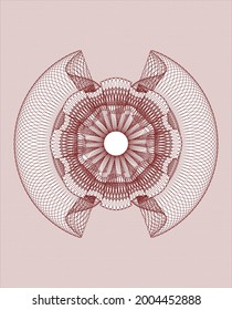 Red passport money style rosette. Vector Illustration. Detailed. 