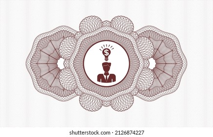 Red passport money style rosette. Vector Illustration. Detailed with business idea icon inside - Powered by Shutterstock - Get 15% off with code: PIKWIZARD15