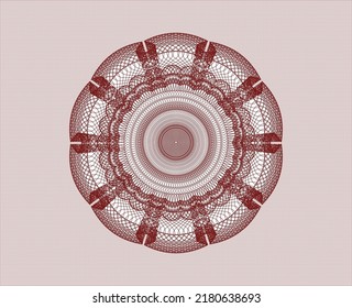 Red passport money style rosette. Vector Illustration. Detailed. 