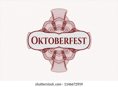 Red passport money style rossete with text Oktoberfest inside