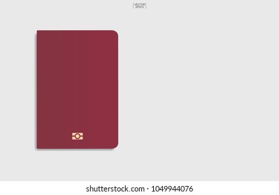 Red passport on white background. Vector illustration.