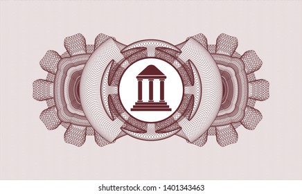 Red passport rosette with bank icon inside