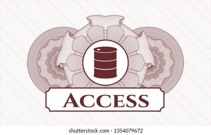 Red passport rosette with barrel icon and Access text inside