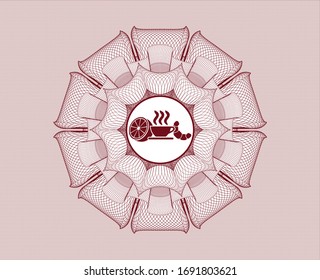 Red passport rosette. with breakfast  icon inside
