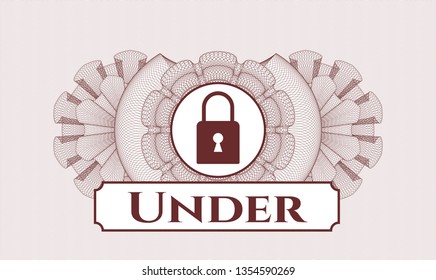 Red passport rosette with closed lock icon and Under  text inside