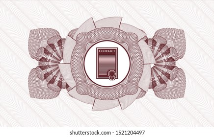 Red passport rosette with contract icon inside