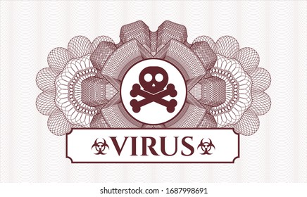 Rosette de pasaportes rojos con icono cruzado y texto de virus dentro