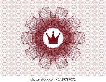 Red passport rosette with crown icon inside