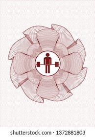 Red passport rosette with deadlift icon inside