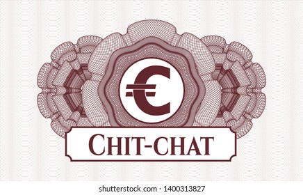 Red passport rosette with euro icon and Chit-chat text inside