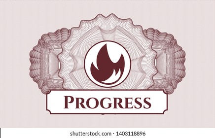 Red passport rosette with fire icon and Progress text inside