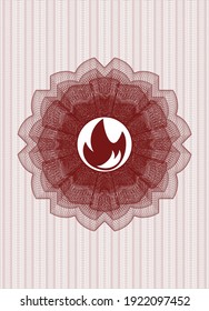 Rosette de pasaportes rojos. con el icono de fuego dentro