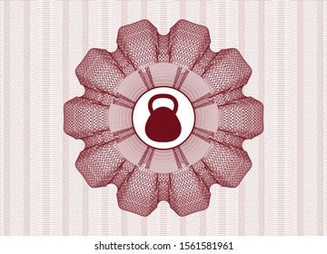 Red passport rosette with kettlebell icon inside