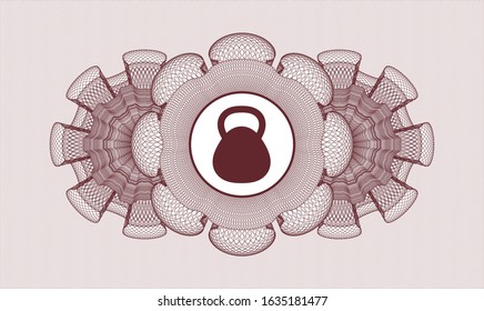 Red passport rosette with kettlebell icon inside