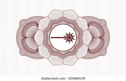 Red passport rosette with laser icon inside
