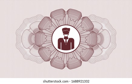 Rosette del pasaporte rojo con un hombre con un icono de máscara