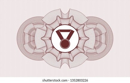 Red passport rosette with medal icon inside