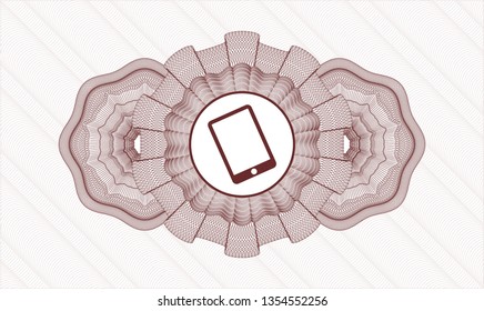 Red passport rosette with mobile phone icon inside